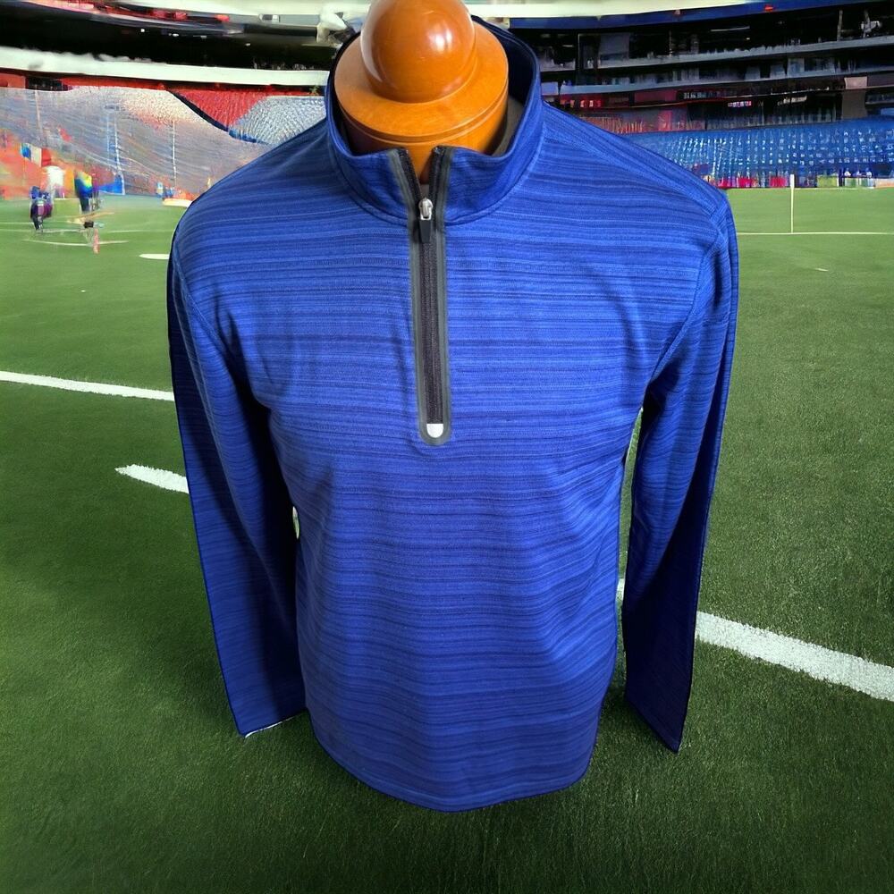 Fila Sport Mens Pullover Sz M Athletic Fleece Royal Blue Stripe Quarter Zip